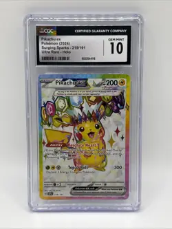 CGC 10 Pikachu ex Surging Sparks 219/191 Ultra Rare Holo Pokemon Card - Image 1
