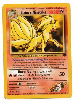 Pokemon Card: Blaine's Ninetales 21/132 Gym Challenge Vintage Rare! GD - Image 1