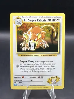 Lt. Surge's Raticate 016/034 Trading Card Game Classic Holo - Image 1
