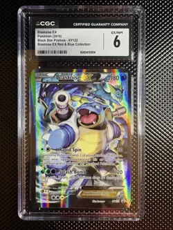 Pokemon 2016 XY Black Star Promo Blastoise EX XY122 Red & Blue Coll. Holo CGC 6 - Image 1