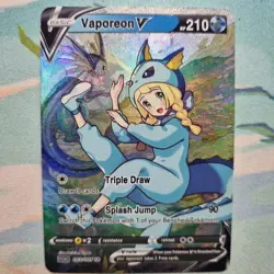 Pokemon Lillie Vaporeon V - Waifu Cute Doujin DIY Custom Foil Art Card - NM - Image 1