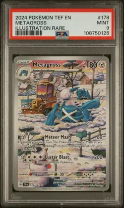 2024 POKEMON TEF EN-TEMPORAL FORCES ILLUSTRATION RARE #178 METAGROSS PSA 9 - Image 1