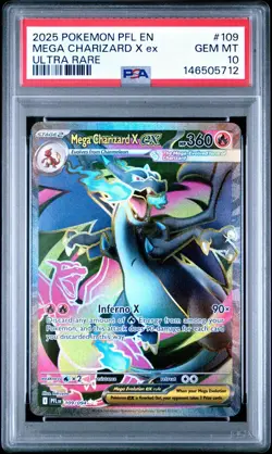 Mega Charizard X ex 109/094 Ultra Rare Phantasmal Flames Pokemon TCG PSA 10 - Image 1