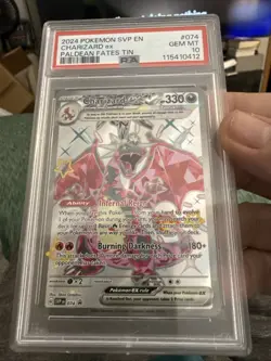2024 Pokemon SVP en 074 Charizard EX Paldean Fates Tin PSA 10 Gem Mint - Image 1