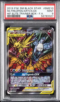 2019 POKEMON SM BLACK STAR PROMO FULL ART/MOLTRES & ZAPDOS & ARTICUNO GX PSA 9 - Image 1