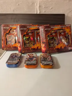 One Piece TCG 3x-Illustration Box Vol.5 & All 3 Op-13 Mini Tins! - Image 1
