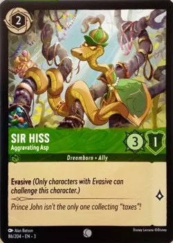 86/204 SIR HISS AGGRAVATING ASP INTO THE INKLANDS COMMON DISNEY LORCANA CARD - Image 1