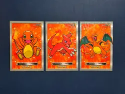 Pokemon Database Holo Charmander Charmeleon Charizard Cracked Ice 3 Card Set - Image 1