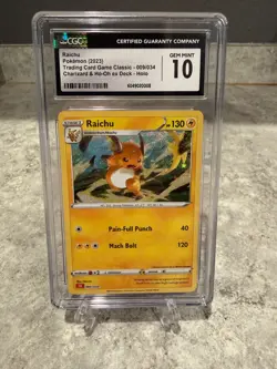 Raichu 009/034 Trading Card Game Classic Holo CGC GEM MINT 10 - Image 1