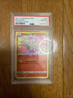 2021 POKEMON SWORD & SHIELD SHINING FATES #017 RESHIRAM PSA 10 - Image 1