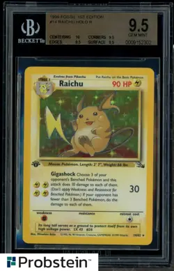 BGS 9.5 Pokemon 1st Edition Fossil Raichu Holo Quad + w/ (3) 9.5's - Image 1