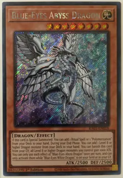 YuGiOh Blue-Eyes Abyss Dragon Platinum Secret Rare 1st Edition RA01-EN016 - Image 1