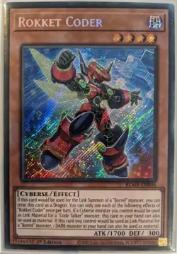 YuGiOh Rokket Coder Secret Rare 1st Edition BLMR-EN006 - Image 1
