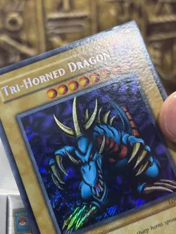 Yugioh Tri-Horned Dragon LOB-000 Secret Rare 1st Edition 2002 Vintage -EX - Image 5