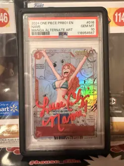 One Piece CCG Nami Manga Alternate Art OP01-016 PSA 10 Gem Mint Signed And Cert - Image 1