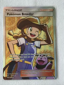 Pokemon Breeder FULL ART ULTRA RARE Trainer 73/73 SM Shining Legends Pokemon NM - Image 1