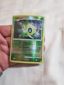DAMAGED Pokemon TCG Celebi Mysterious Treasures 7/123 Reverse Holo Rare Card - Image 1