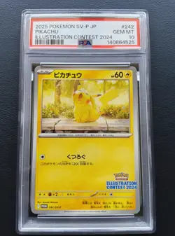 PSA 10 Pikachu 242/SV-P Promo Illustration Contest Pokemon Card Japanese 2025 - Image 1