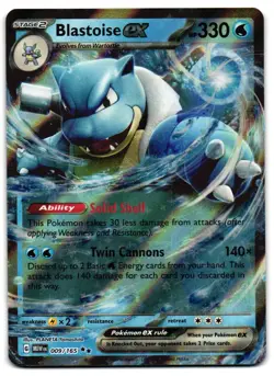 Blastoise ex 009/165 - 151 Double Rare Pokemon TCG - M/LP Card - Image 1
