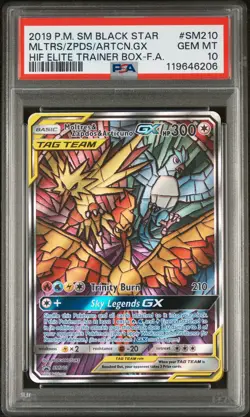 2019 POKEMON SM BLACK STAR PROMO FULL ART/MOLTRES & ZAPDOS & ARTICUNO GX PSA 10 - Image 1