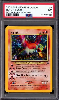 2001 Pokemon Neo Revelation Double Holo Error Ho-Oh Holo #7 PSA 7 NM - Image 1