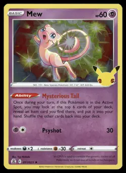 Mew 011/025 Holo Rare Celebrations Pokemon Holo Lightly Played - Image 1