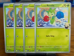 Pokemon TCG Destined Rivals Cynthia's Roselia 007/182 x4 Playset - Image 1