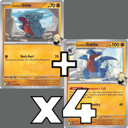 4x Cynthia's Gible 102/182 + Gabite 103/182 Destined Rivals PLAYSET x4 - Pokemon - Image 1