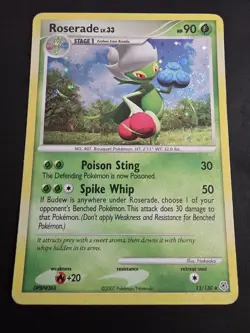 2007 POKEMON TCG ROSERADE 13 DIAMOND & PEARL BASE SET HOLO RARE MP 🌀SWIRL🌀 - Image 1