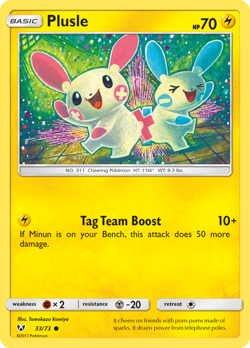 Plusle 33/73 C Shining Legends Pokemon Reverse Holo LP - Image 1