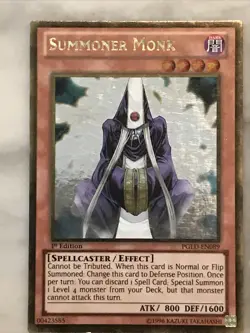 Yu-Gi-Oh! 3x “SUMMONER MONK” Gold Rare 1st Ed PGLD-EN089 - Image 2