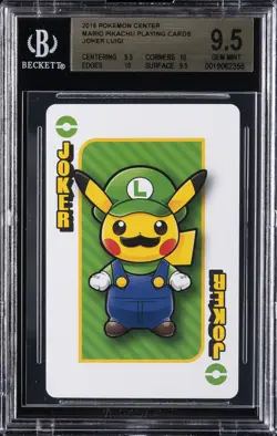 2016 MARIO PIKACHU PLAYING CARDS POKEMON CENTER JOKER LUIGI BGS 9.5 - Image 1