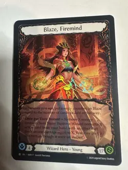 Flesh and Blood FAB Blaze, Firemind - HER117 NM 1st EditionRainbow Foil Promos - Image 1