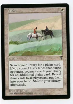 MTG Magic the Gathering English Tithe 1996 Visions rare Gem Mint never played - Image 1