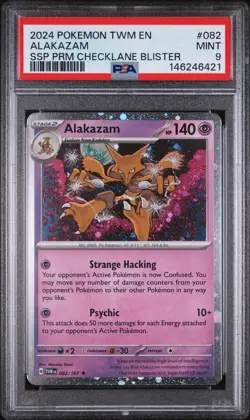 2024 POKEMON TWM EN-TWILIGHT MASQUERADE #082 ALAKAZAM PSA 9 - Image 1