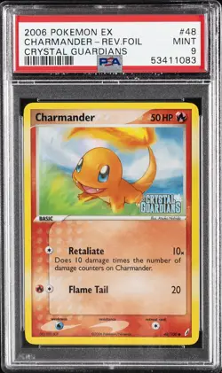 2006 POKEMON EX CRYSTAL GUARDIANS #48 CHARMANDER-REVERSE FOIL PSA 9 - Image 1