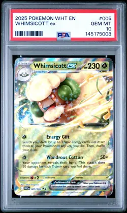 2025 POKEMON WHT EN-WHITE FLARE #005 WHIMSICOTT EX PSA 10 - Image 1