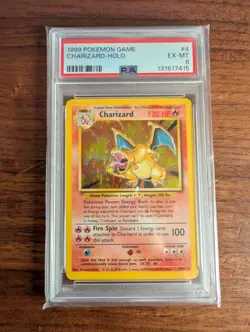 1999 POKEMON BASE SET UNLIMITED #4 CHARIZARD-HOLO PSA 6 - Image 1