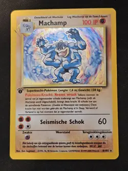 Pokemon TCG Base Set Machamp #8 Holo (Dutch) Mark on Card - Image 1