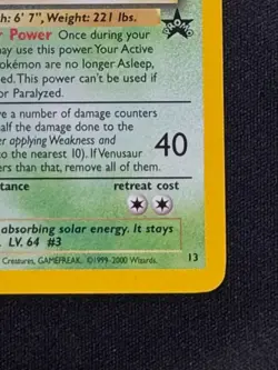 Pokemon Venusaur Holo Black Star Promo Card #13 - Year 2000 - Vintage EX-MT - Image 4