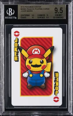 2016 MARIO PIKACHU PLAYING CARDS POKEMON CENTER JOKER MARIO BGS 9.5 - Image 1