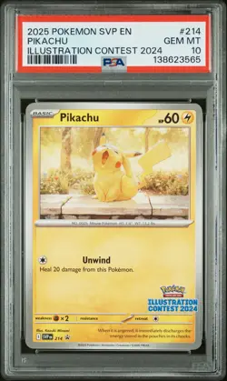 2025 POKEMON SVP EN-SV BLACK STAR PROMO ILLUSTRATION CONTEST 2024 PIKACHU PSA 10 - Image 1