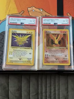 (Lot of 2) 1999 Pokemon Fossil Zapdos & Moltres Holo PSA 6 EX-MT - Image 1