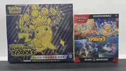 Pokemon SV08 Surging Sparks ETB + Booster Bundle ***NEW FACTORY SEALED*** - Image 1