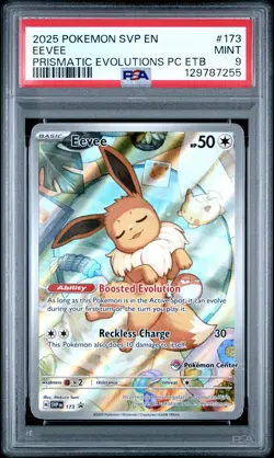 2025 POKEMON SVP EN-SV BLACK STAR PROMO #173 EEVEE PRISMATIC EVO ETB PSA 9 - Image 1