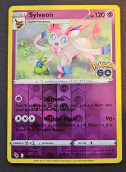 Sylveon 035/078 Holo Rare Pokemon GO Pokemon Reverse Holo Near Mint - Image 1