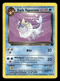 Dark Vaporeon 45/82 Uncommon Team Rocket Set Pokemon Card - 2 - Image 1