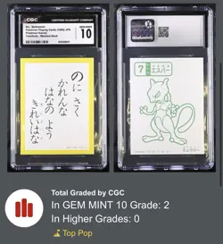 Pokemon 1999 Vintage Karuta Mewtwo Yomifuda Poetry Card CGC 10 MINT POP 2 ✨ - Image 2