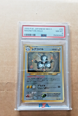 Pokemon Japanese Neo 3 Magneton Holo no82 PSA 8 Card - Image 1