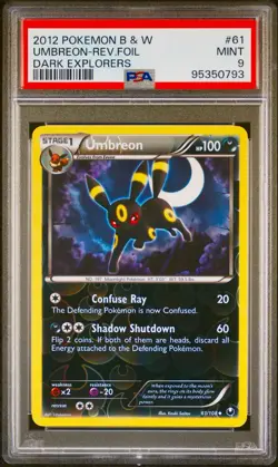 Umbreon 61/108 Dark Explorers Reverse Holo Pokemon 2012 PSA 9 - Image 1